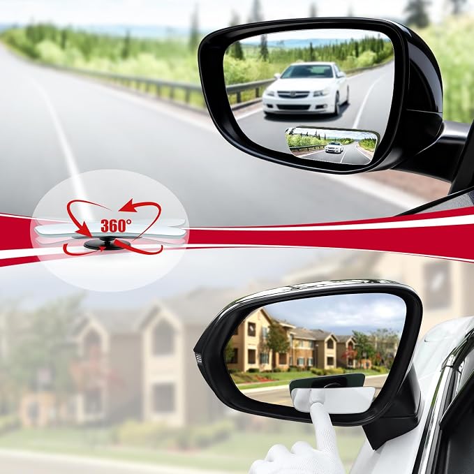 LivTee Blind Spot Mirror, Rectangular Shaped HD Glass Frameless Convex Rear View Mirror with wide angle Adjustable Stick for Cars SUV and Trucks, Pack of 2 - Image 5