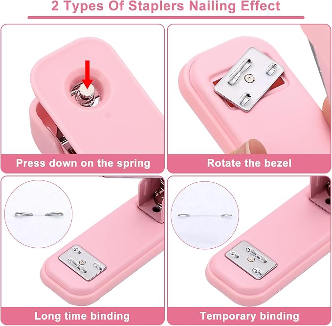 17 in 1 Pink Desk Organizers and Accessories Set, 3 Office Desk Supplies Storage Organization, 4 Pens, Stapler, Staples & Remover, Tape & Dispenser, Scissors, Ruler, Clips, Hole Punch, Back to School - Image 4