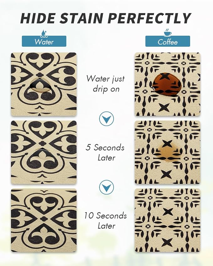 AMOAMI Coffee Mat Hide Stain Rubber Backed Absorbent Dish Drying Mat for Kitchen Counter - Fits Under Coffee Maker - KHAKI 16X24 - Image 2