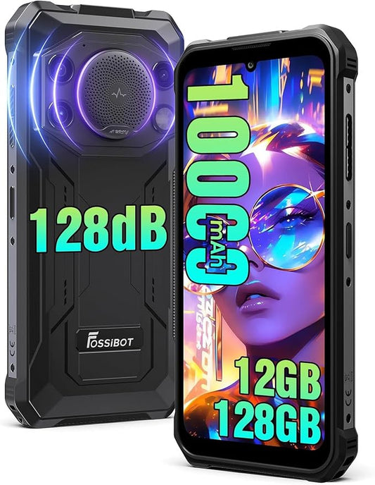 FOSSIBOT F110L Rugged Phone Unlocked (2026), 128dB Super Speaker 10000mAh Battery Cell Phone 4GB+128GB/2TB Android 15 Smartphone, 6.75" HD+Display, 50MP AI Camera/120LM/Dual SIM/NFC/IP68/IP69K | 128dB Super Speaker by FOSSIBOTSolarGenerator
