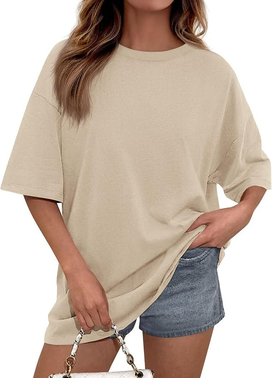 PRETTYGARDEN Womens 2026 Spring Going Out Tops Casual Short Sleeve Crewneck Loose Fit Basic Oversized T Shirts Summer Outfits by PRETTYGARDEN