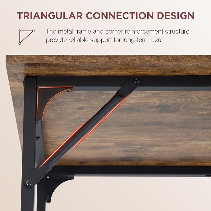 PayLessHere | 39 Inch Computer Desk | Brown | Sturdy Office Desk | Metal Frame, Adjustable Feet | Water-Resistant, Scratchproof Surface | Writing Table for Home Office or Study | Pack of 1 - Image 6