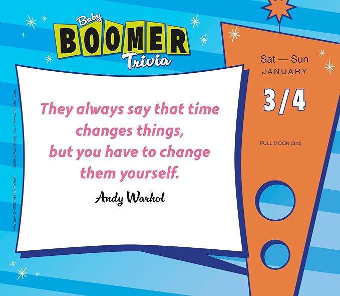 Baby Boomer Trivia 2026 Daily Desk Calendar: Boxed Page-a-Day Fun Facts & Quiz Calendar with Day-to-Day Nostalgic Questions, Pop Culture & Throwback Challenges - Image 5