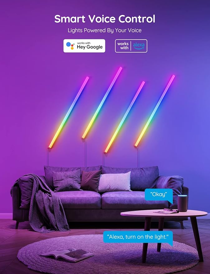 Govee Glide Wall Lights, Smart Gaming Light Bar, Works with SmartThings | RGBIC LED Wall Lamp for Bedroom, DIY, 6 Count Light Bar for Gaming Room(2 Panels Set and 3 Sections/Panel) - Image 4