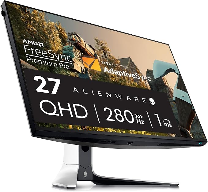 Alienware AW2723DF Gaming Monitor - 27-inch (2560 x 1440) 240Hz Display (DP 1.4), 1ms Response Time, NVIDIA G-Sync, Preset OSD Modes, Height/Tilt/Swivel/Pivot Adjustability - Lunar Light by Alienware