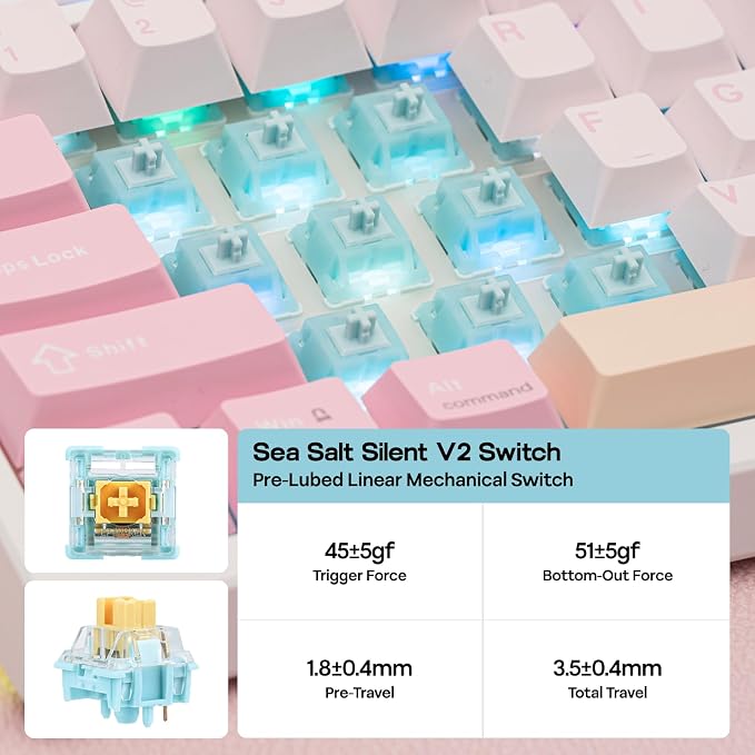 EPOMAKER TH108 PRO Full Size Mechanical Keyboard with Screen & Knob, Wireless Gaming Keyboard with 10000mAh, Creamy Gasket, Hot Swap, Custom Driver, RGB Backlight, NKRO (Pink, Sea Salt Silent) - Image 6
