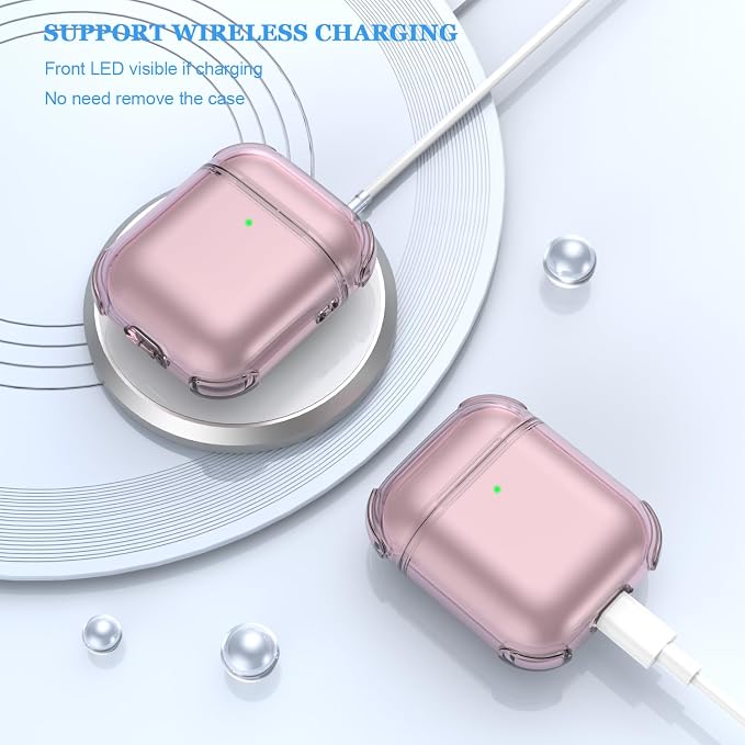 for Airpods 2nd Generation Case Cover, Clear Soft TPU Transparent Four Corner Military Grade Shockproof Protective Case with Cleaning Kit for Airpods 2 Gen Charging case 2019, Clear Pink - Image 6