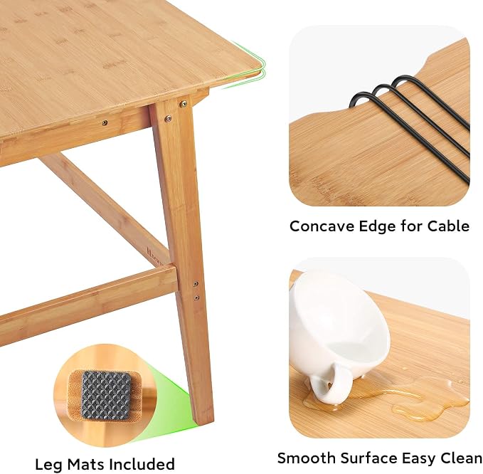Nnewvante 31.5" Bamboo Writing Desk, Home Office Computer Desk with Drawer | Compact Modern Simple Style, Study Table with Storage for Small Spaces - Image 6
