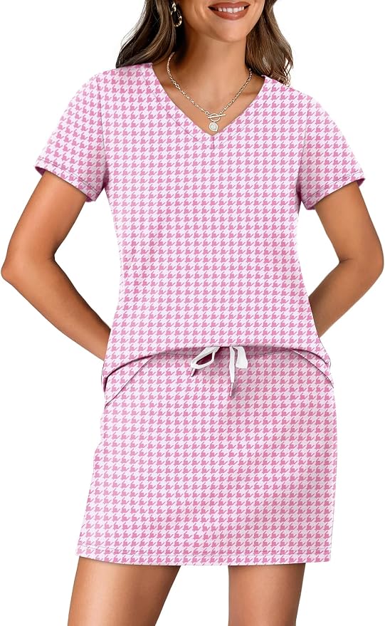 NIASHOT Two Piece Skirt Sets for Women Summer Vacation Travel Outfits Tennis Golf Skorts Versatile Lounge Sets - Image 2