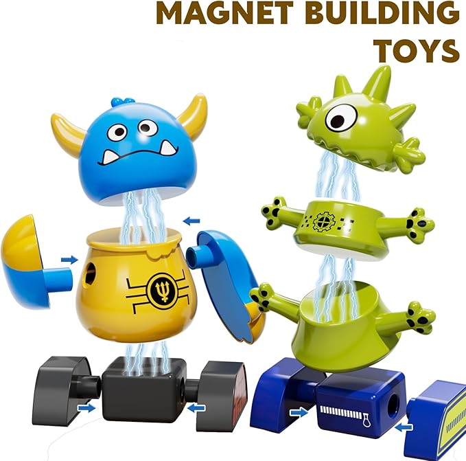 TEMI Magnet Robot Toy for Kids 3-5 Years Old | Monster Magnet Toys Stacking Transform Toys with Storage Box, Set for 3 4 5 6 7 Years Old Boys, Christmas and Birthday Gifts - Image 6