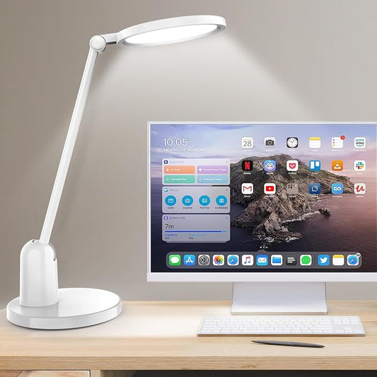Kitloo Desk Lamps for Home Office with Stable Base, 1000LM Ultra Bright Eye-Caring Desk Light, 3000K-6000K Dimmable Table Lamp with Stepless Dimming & Timing Function for Work, Reading, Bedroom by IndoorLight