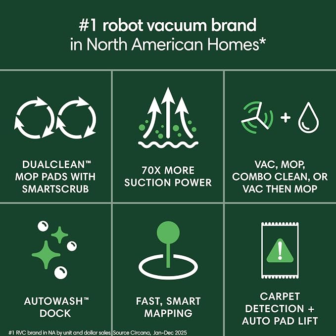 iRobot Roomba Plus 405 (G181) 2in1 Vacuum & Mop Robot with AutoWash Dock - Dual Spinning, Smart & Fast Mapping, Ideal for Pet Hair, Self-Empties 75 Days, Intense Suction, Pad Washing & Drying - Image 2