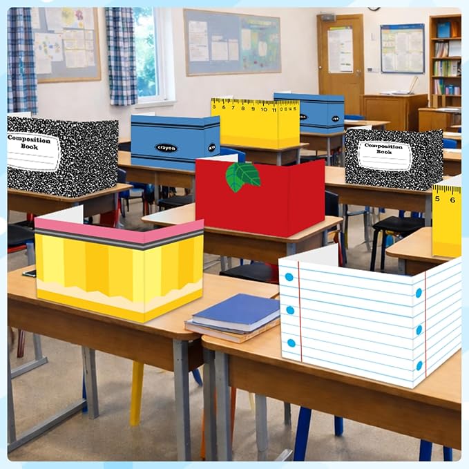 30 Pack Desk Dividers for Students Composition Notebook Pencil Privacy Folder for Students Waterproof Study Carrel Dividers Testing Divider Privacy Classroom Shield Folder Boards for Teacher Supplies - Image 4