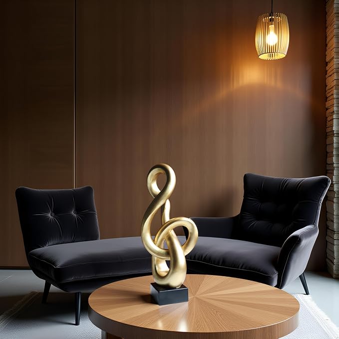 16" Modern Abstract Ribbon Decorative Sculpture, Knot Sculptures,Home Decor,Coffee Table Statues,Dining Living Room Desk Decor,Musical Note,Golden - Image 8