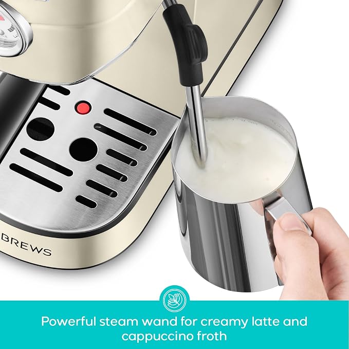 CASABREWS CM5418 Espresso Maker, Compact Espresso Machine with Milk Frother | Stainless Steel, 20-Bar Pump, Built-in Pressure Gauge, Powerful Steam Wand for Cappuccino Latte for Home, 34oz Water Tank - Image 3