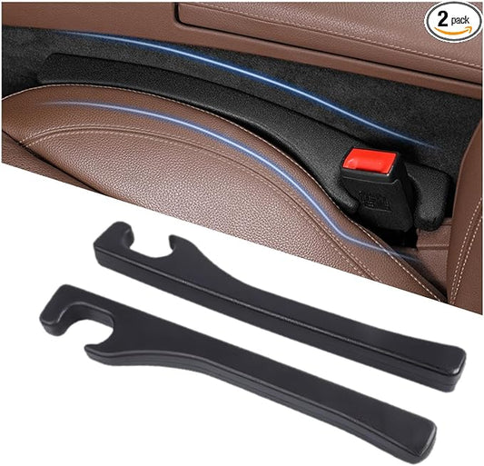 Hiseanllo Car Seat Gap Filler 2 Pack, Universal Fit PU Leather Car Seat Gap Plug to Fill The Gap Between Seat and Console, Car Seat Crevice Blocker Stop Things from Dropping by HiseanlloTech