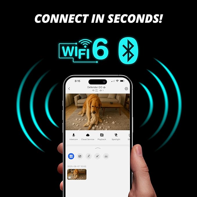 Defender GO 2K AI Powered WiFi Indoor/Outdoor Home, Business, Pet, Baby Security Camera, AI Detection, Dual Band, Spotlight/Siren, Color Night Vision, 2-Way Talk, Works with ClearVu App, 3 Pack - Image 5