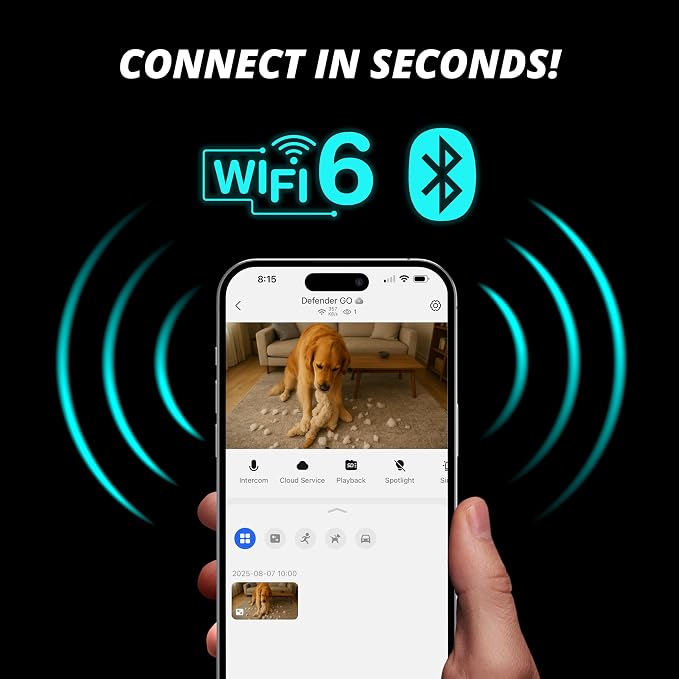 Defender GO 2K AI Powered WiFi Indoor/Outdoor Home, Business, Pet, Baby Security Camera, AI Detection, Dual Band, Spotlight/Siren, Color Night Vision, 2-Way Talk, Works with ClearVu App, 4 Pack - Image 5