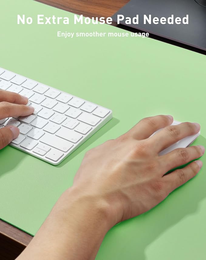 Aothia Faux Leather Desk Mat - Large Mouse Pad, Non-Slip PU Leather Blotter, Waterproof Writing Surface for Office and Home (Foam Green, 40" x 24") - Image 4
