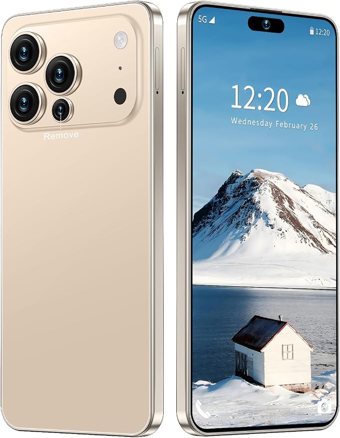 17 PMAX Unlocked Cell Phone,16GB+512GB Smartphone,6.99" HD Screen Android 15 5G Phones,Battery 7000mAh Android The Phone,Fingerprint Button Unlock/GPS/Face ID/Dual SIM/5G (Gold) by Unknown