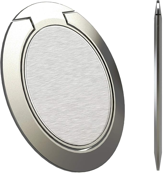 World's Slimmest Phone Ring Holder, Attom Tech Tomorotec Ultra Thin Cell Phone Ring Stand for Magnetic Car Mount Hook Compatible for iPhone Samsung Smartphone Accessories (Silver-Grey) by Attom+Tech