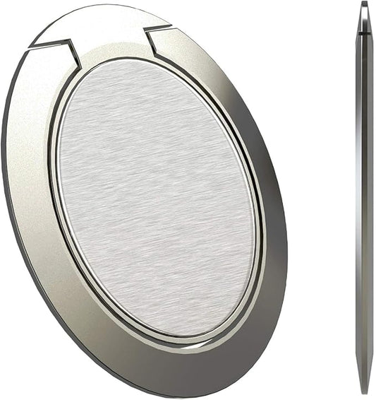 World's Slimmest Phone Ring Holder, Attom Tech Tomorotec Ultra Thin Cell Phone Ring Stand for Magnetic Car Mount Hook Compatible for iPhone Samsung Smartphone Accessories (Silver-Grey) by Attom+Tech