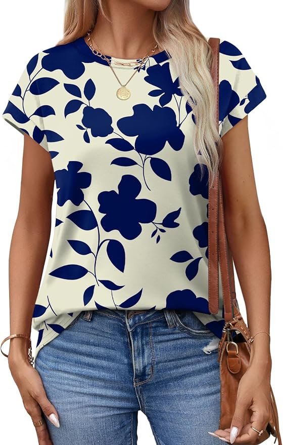Alaroo Womens Summer Tops Short Sleeve Shirts Crew Neck Tshirt Cute Trendy Tunic Blouses (S-3XL) - Image 3