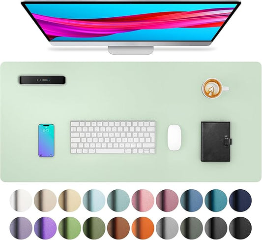 Aothia Large PU Leather Desk Pad Protector - Non-Slip Mouse Pad & Writing Mat for Office/Home, Waterproof, Easy to Clean (23.6" x 13.7", Aqua) by AothiaSimpleNaturalUnique