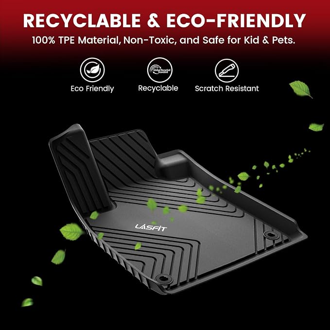 LASFIT Floor Mats for Honda Accord Sedan 2026 2025 2024 2023 (Gasoline & Hybrid), All Weather Protection Custom Fit Anti-Slip TPE Floor Liners,1st & 2nd Row, Black - Image 7