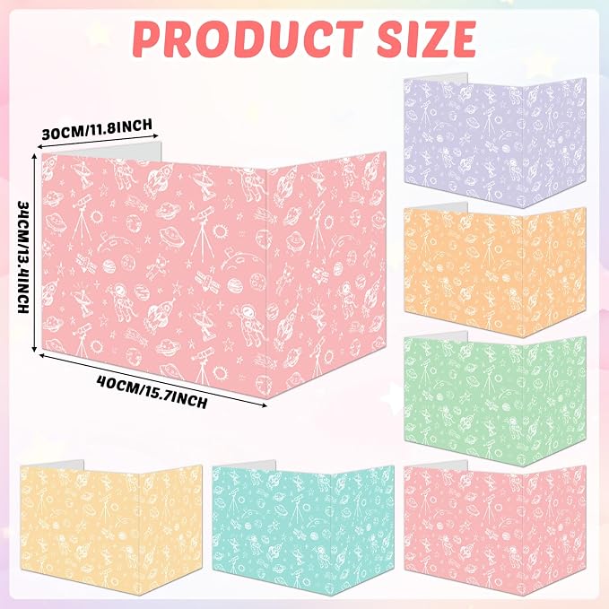 30 Pack Desk Dividers for Students Pastel Space Privacy Folder for Students Waterproof Study Carrel Dividers Testing Divider Privacy Classroom Shield Folder Boards for Classroom Teacher Supplies - Image 2