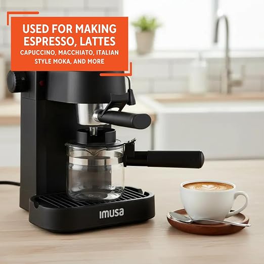 IMUSA 4 Cup Electric Espresso Cappuccino Coffee Maker, Black | Matte Finish, Milk Frother for Creamy Foam, Cappuccino and Latte Preparation, Perfect for Home Baristas - Image 6