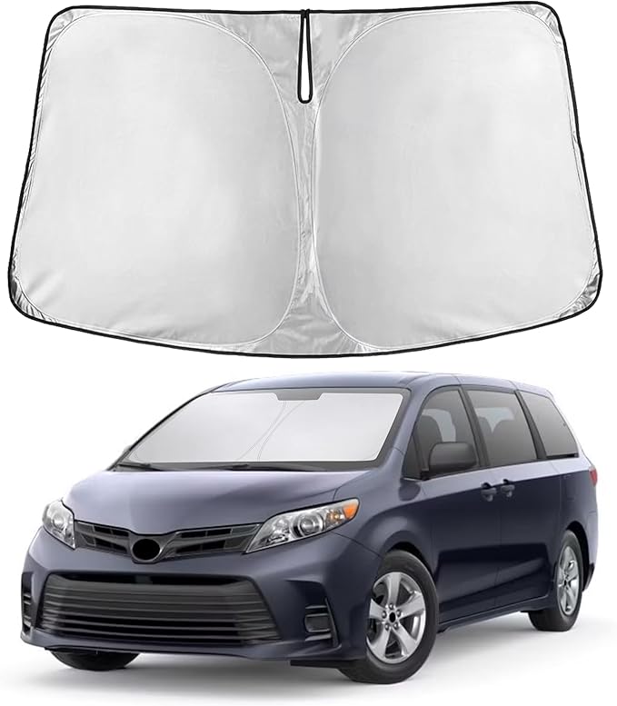 EcoNour Windshield Sunshade Compatible for Toyota Sienna 2011-2018 2019 2020, L, LE, SE, XLE, Limited Premium,Sun Visor for Front Window Sun Shade Cover, UV Heat Blocker & Protector, Car Accessories by EcoNour