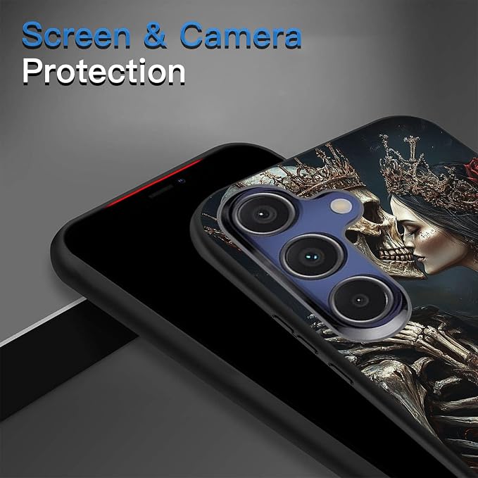 Designed for Galaxy S24 FE Phone Case,Slim Silicone Shockproof Protective Case for Galaxy S24 FE 6.7 inch,Skeleton Couple Love Scene - Image 5