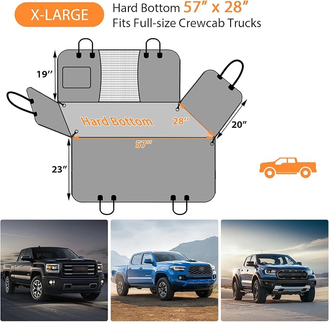 URPOWER Dog Car Seat Cover for Pets 100% Waterproof Seat Cover Hammock 600D Heavy Duty Scratch Proof Nonslip Durable Soft Back Seat Covers for Full Size Trucks - Image 5