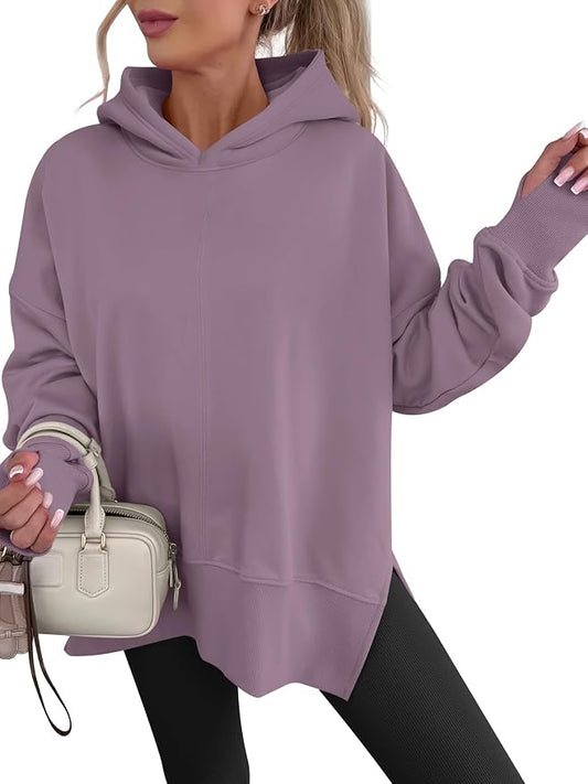 ANRABESS Womens Oversized Hoodies Long Sleeve Fleece Side Slit Hooded Sweatshirts Pullover 2026 Fall Outfits Y2K Clothes by ANRABESS