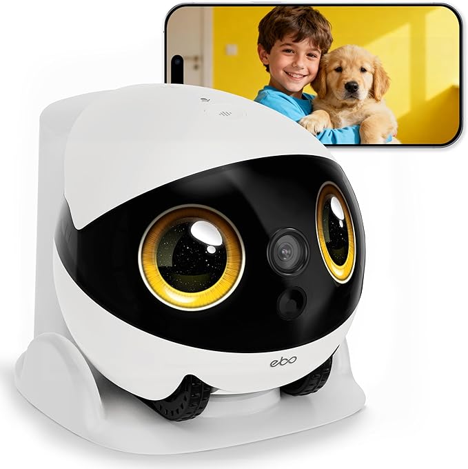 Enabot EBO Air 2S Mobile Robot Camera: 2.5K FamilyBot with Two-Way Video | Whole-Home Mobility, Custom Facial Image, Auto-Recharge, Night Vision, Long Distance Gift for Family/Pets by Enabot
