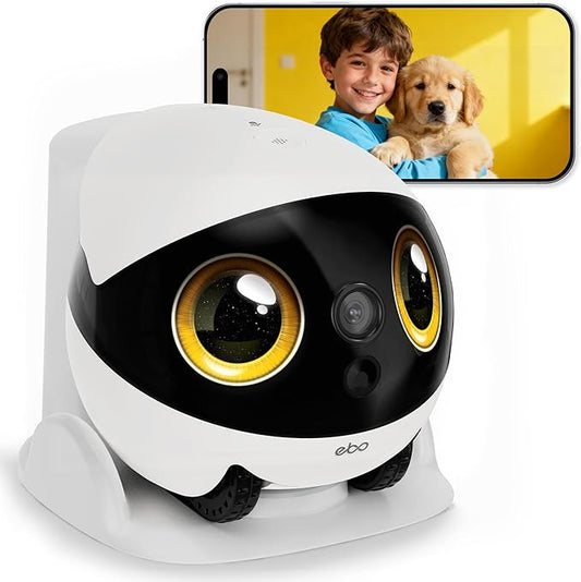 Enabot EBO Air 2S Mobile Robot Camera: 2.5K FamilyBot with Two-Way Video | Whole-Home Mobility, Custom Facial Image, Auto-Recharge, Night Vision, Long Distance Gift for Family/Pets by Enabot