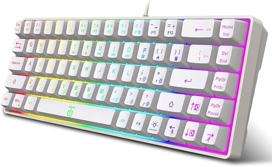 Snpurdiri 60% Percent Gaming Keyboard (68 Keys, White) | Compact RGB Backlit Ergonomic Small Mini Keyboard for Windows, PC, Laptop, Gaming by Snpurdiri