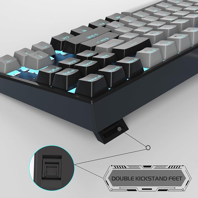 MageGee 75% Mechanical Gaming Keyboard, Blue Switch, LED Backlit, 87 Keys Compact TKL Wired Computer Keyboards for Windows Laptop PC Gamer - Grey/Black - Image 4
