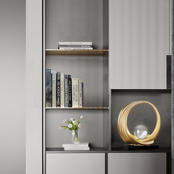 Dosker Modern Abstract Stripe Golden Shelf Decor Statues | Coffee Table Home Decor Sculpture,Desk Decoration for Living Room,Office (Golden) - Image 5