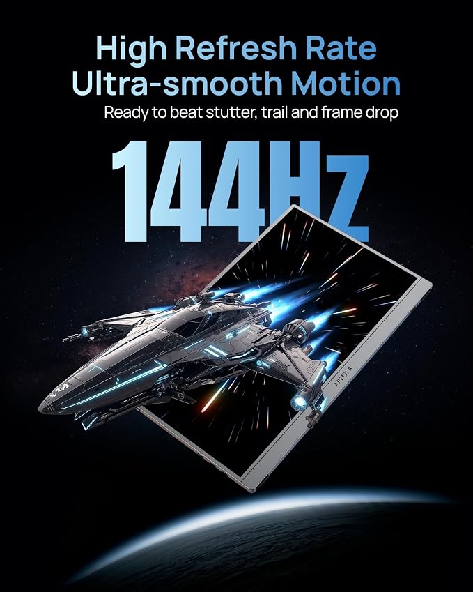 ARZOPA 16.1'' 144Hz Portable Gaming Monitor 106% sRGB-Z1FC Gray | 1080P FHD Kickstand Portable Monitor with HDR, Ultra Slim, Eye Care, External Second Screen for Laptop, PC, PS5, Mac, Xbox - Image 2