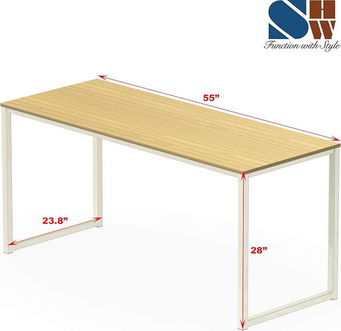 SHW Mission 55-Inch Home Office Computer Desk, Oak - Image 3