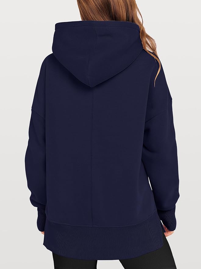 ANRABESS Womens Oversized Hoodies Long Sleeve Fleece Side Slit Hooded Sweatshirts Pullover 2026 Fall Outfits Y2K Clothes - Image 5