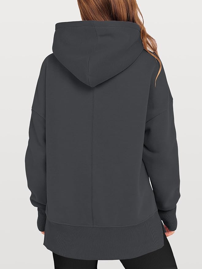ANRABESS Womens Oversized Hoodies Long Sleeve Fleece Side Slit Hooded Sweatshirts Pullover 2026 Fall Outfits Y2K Clothes - Image 5