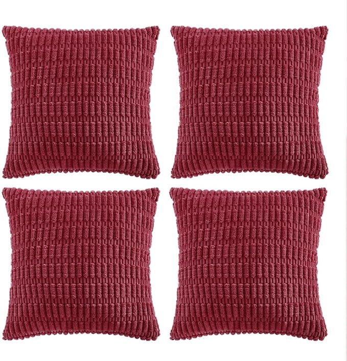 Fancy Homi 4 Packs Decorative Throw Pillow Covers for Living Room Couch Bed, Modern Farmhouse Boho Home Décor Accent Cushion Case, 26" x 26", Burgundy by Fancy+Homi