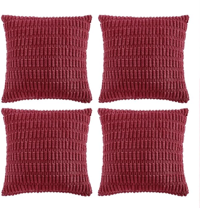 Fancy Homi 4 Packs Decorative Throw Pillow Covers for Living Room Couch Bed, Modern Farmhouse Boho Home Décor Accent Cushion Case, 22" x 22", Burgundy by Fancy+Homi