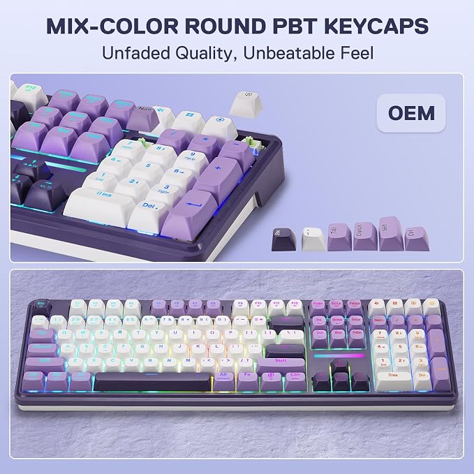 Redragon K745 PRO Wireless 108-Key Gasket RGB Gaming Keyboard, 4 Hotkeys | Extra Shortcut Keys, 0-Delay Tri-Mode, Cushioned Noise Dampening for Creamy Thocky Sound, Unfaded PBT Keycaps, PRO Software - Image 8