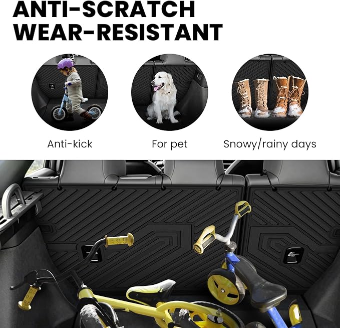 LASFIT All Weather Floor Mats for Honda Civic 2022-2026 - Back Protector | 3D Laser Custom Fit For 22-26 Civic (Only Fit Hatchback) | Flexible Non-Curl Recyclable TPE | Anti-Slip & Easy Wash - Image 8