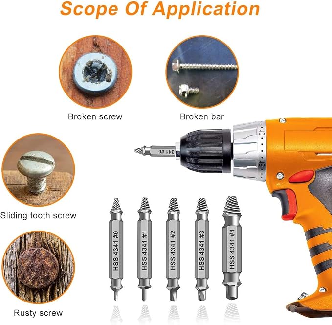 Damaged Screw Extractor Set,Christmas Stocking Stuffers for Adults Men Him | Gifts for Men,Mens Gifts for Dad,Husband,Stripped Screws Bolt Drill Bit Tools for Easy Removal of Rusty Broken Screw - Image 5