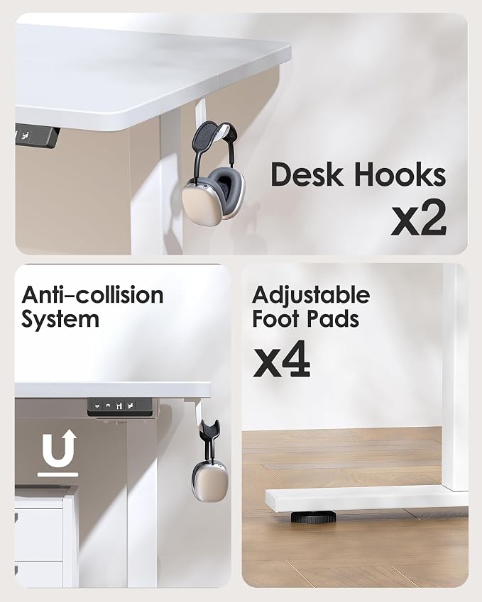 TIQLAB Height Adjustable Electric Standing Desk, 40 x 24 inch, Sit Stand Up Desk, Splice Board, Computer Home Office Desk, White Top - Image 6